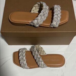 Sleek Silver Braided Sandals